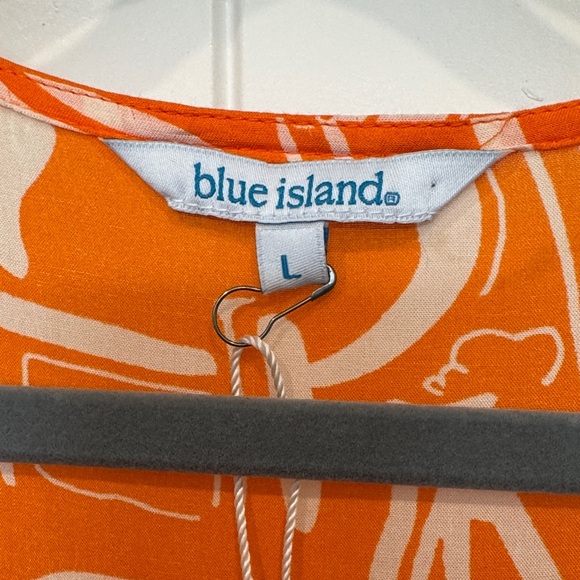 Orange Patterned Women's Beach Coverup~blue island~NWT - Picture 3 of 6